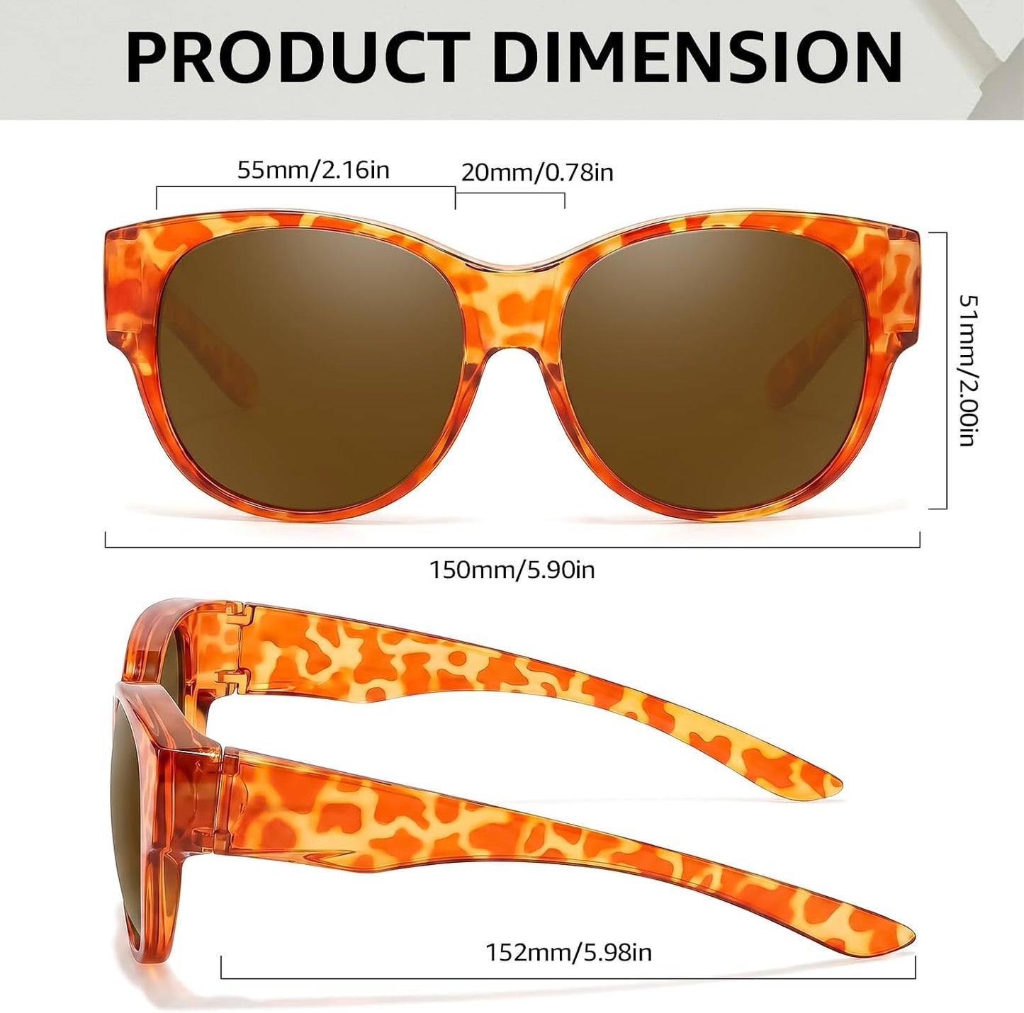 TJUTR Polarized Fit Over Sunglasses for Women, Trendy Sun Glasses Over Prescription Glasses UV400 Protection TS5779