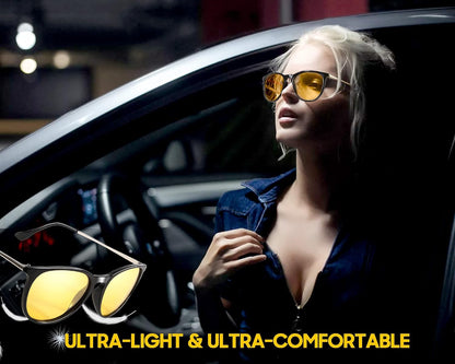 TJUTR Women's Night-Vision Glasses for Driving, Polarized Yellow Lens Reduce Glare Safety Nighttime UV Protection