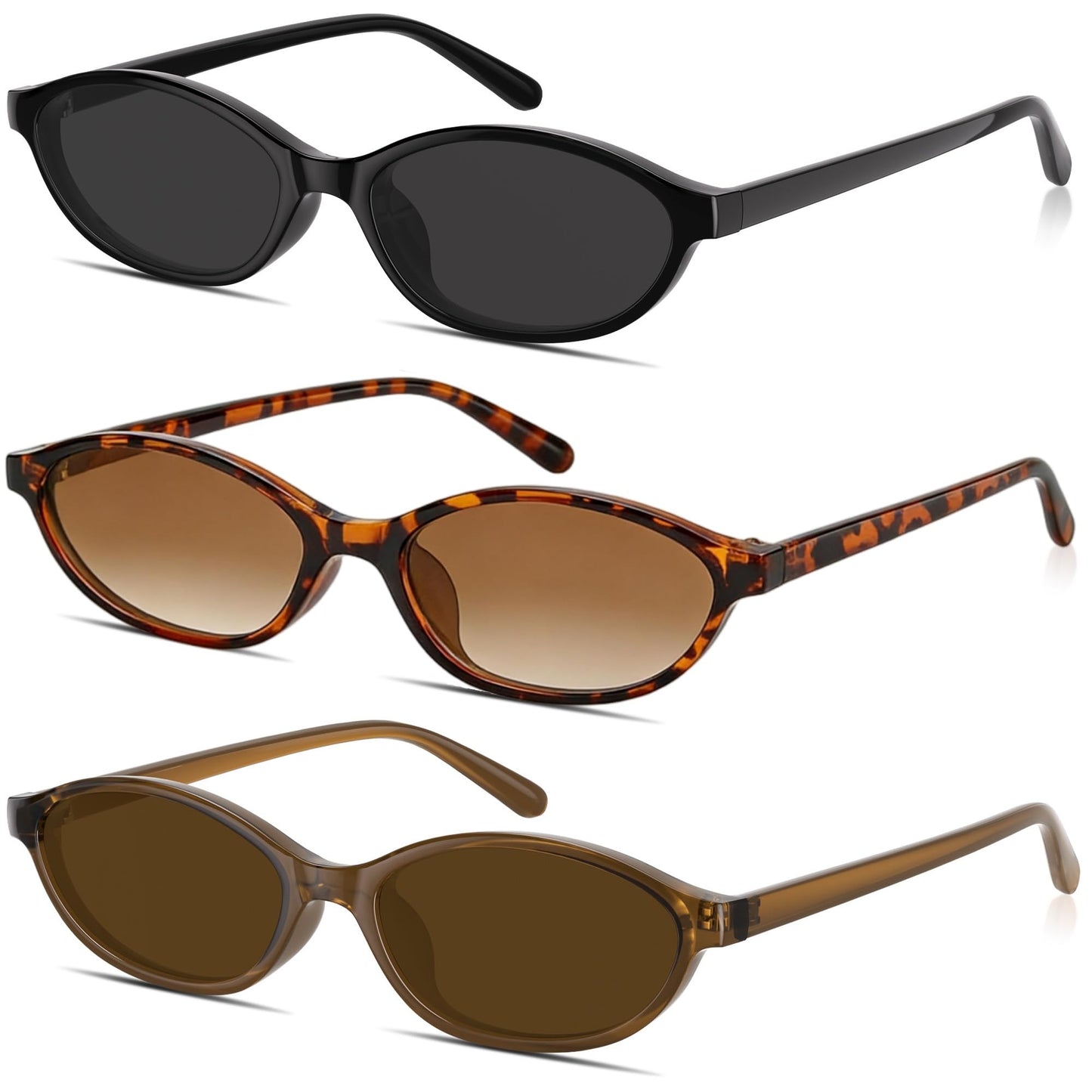 Sunglasses Womens Retro Oval Sunglasses for Women - Cat Eye 90s Glasses Y2K UV400 Lightweight Narrow Shades