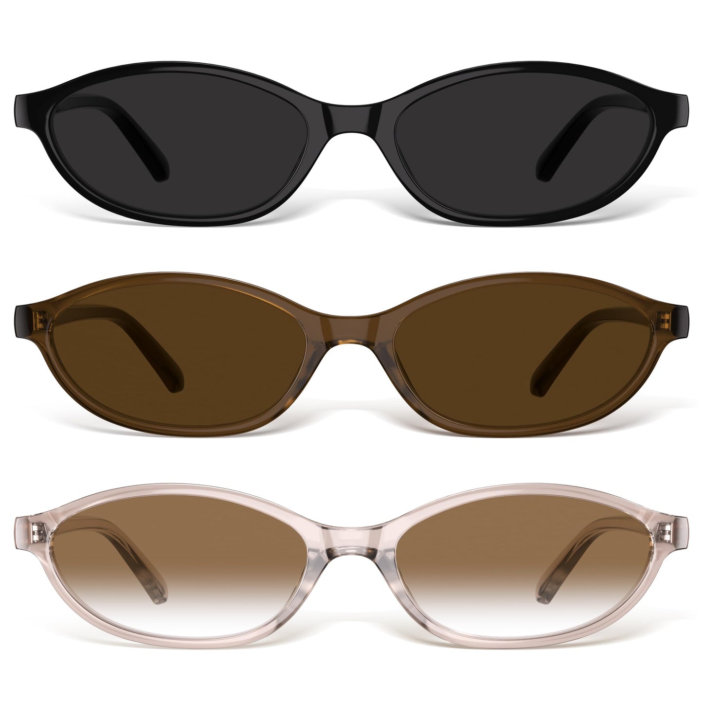 Sunglasses Womens Retro Oval Sunglasses for Women - Cat Eye 90s Glasses Y2K UV400 Lightweight Narrow Shades