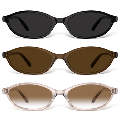 Sunglasses Womens Retro Oval Sunglasses for Women - Cat Eye 90s Glasses Y2K UV400 Lightweight Narrow Shades