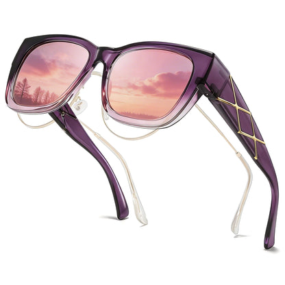TJUTR Polarized Fit Over Glasses Sunglasses for Women, Oversized Square Sun Glasses UV400 Protection Shades for Driving