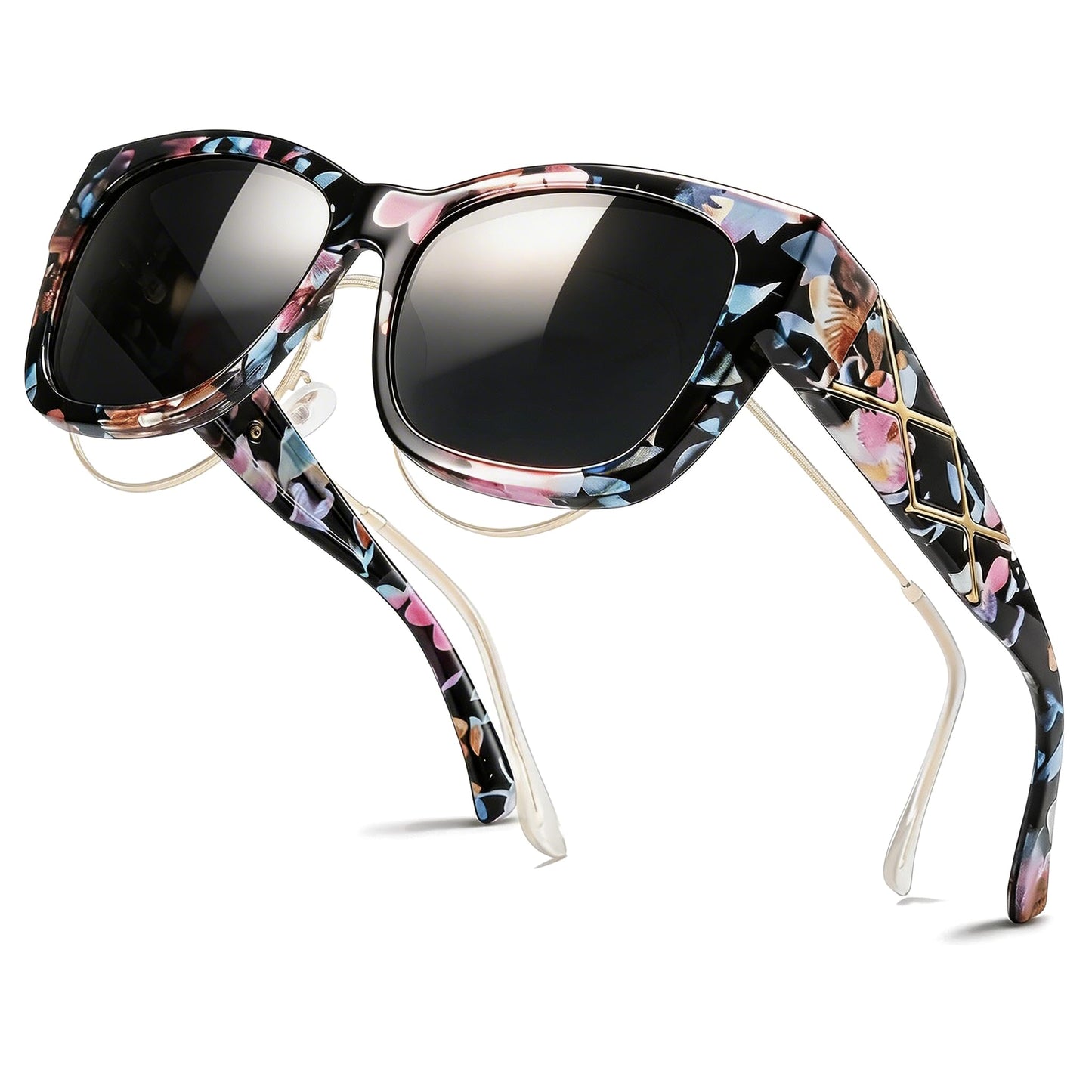 TJUTR Polarized Fit Over Glasses Sunglasses for Women, Oversized Square Sun Glasses UV400 Protection Shades for Driving