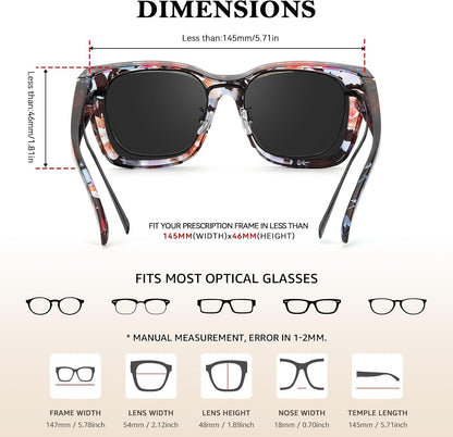 TJUTR Polarized Fit Over Sunglasses for Women Men, Oversized Square Wrap Around Sun Glasses UV400 Protection Shades TS2616