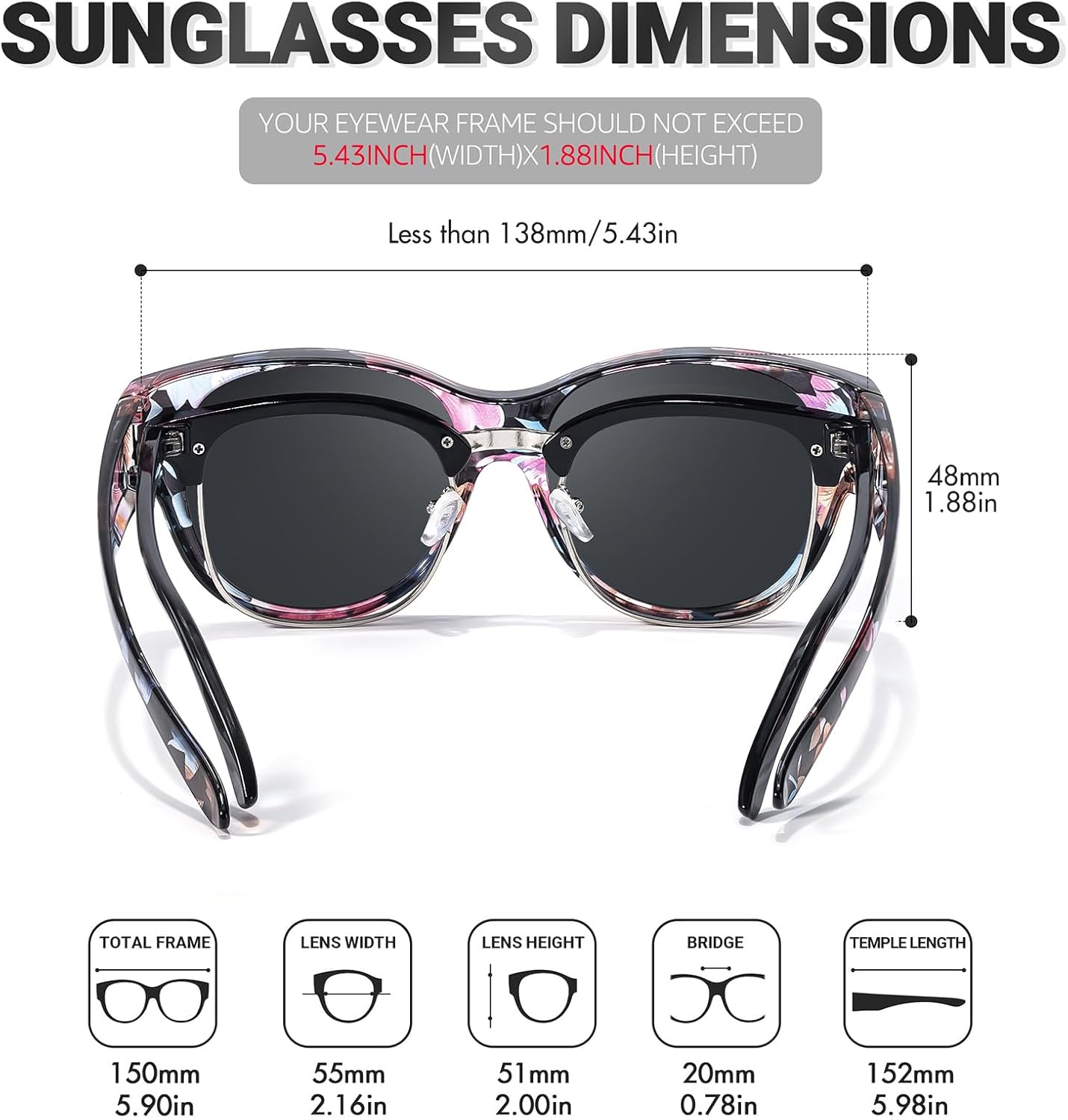 TJUTR Oversized Fit Over Sunglasses for Women Trendy Polarized Sun Glasses Over Prescription Glasses with UV400 Protection