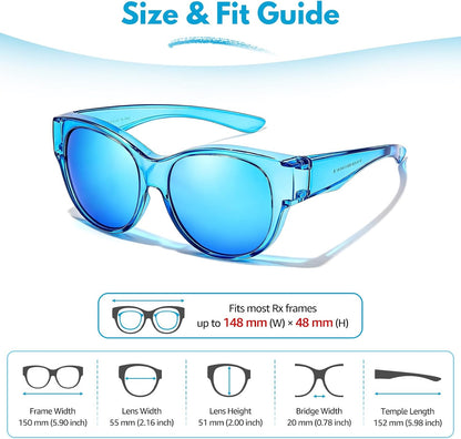 TJUTR Polarized Mirrored Fit Over Glasses Sunglasses for Women, Trendy UV400 Protection Sun Glasses for Driving & Outdoor