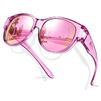 TJUTR Polarized Mirrored Fit Over Glasses Sunglasses for Women, Trendy UV400 Protection Sun Glasses for Driving & Outdoor