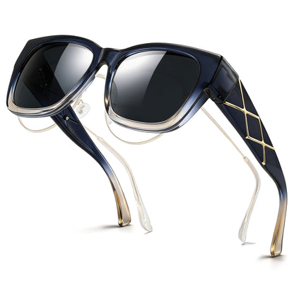 TJUTR Polarized Fit Over Glasses Sunglasses for Women, Oversized Square Sun Glasses UV400 Protection Shades for Driving
