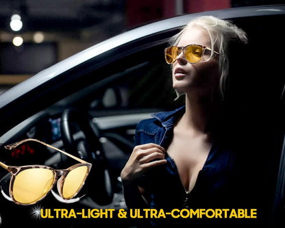 TJUTR Women's Night-Vision Glasses for Driving, Polarized Yellow Lens Reduce Glare Safety Nighttime UV Protection