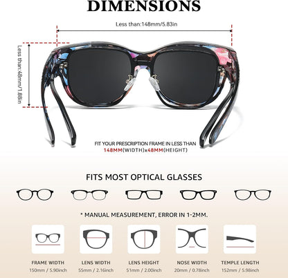 TJUTR Polarized Fit Over Glasses Sunglasses for Women, Trendy Oversized Wrap Around Sun Glasses with UV400 Protection TS2611