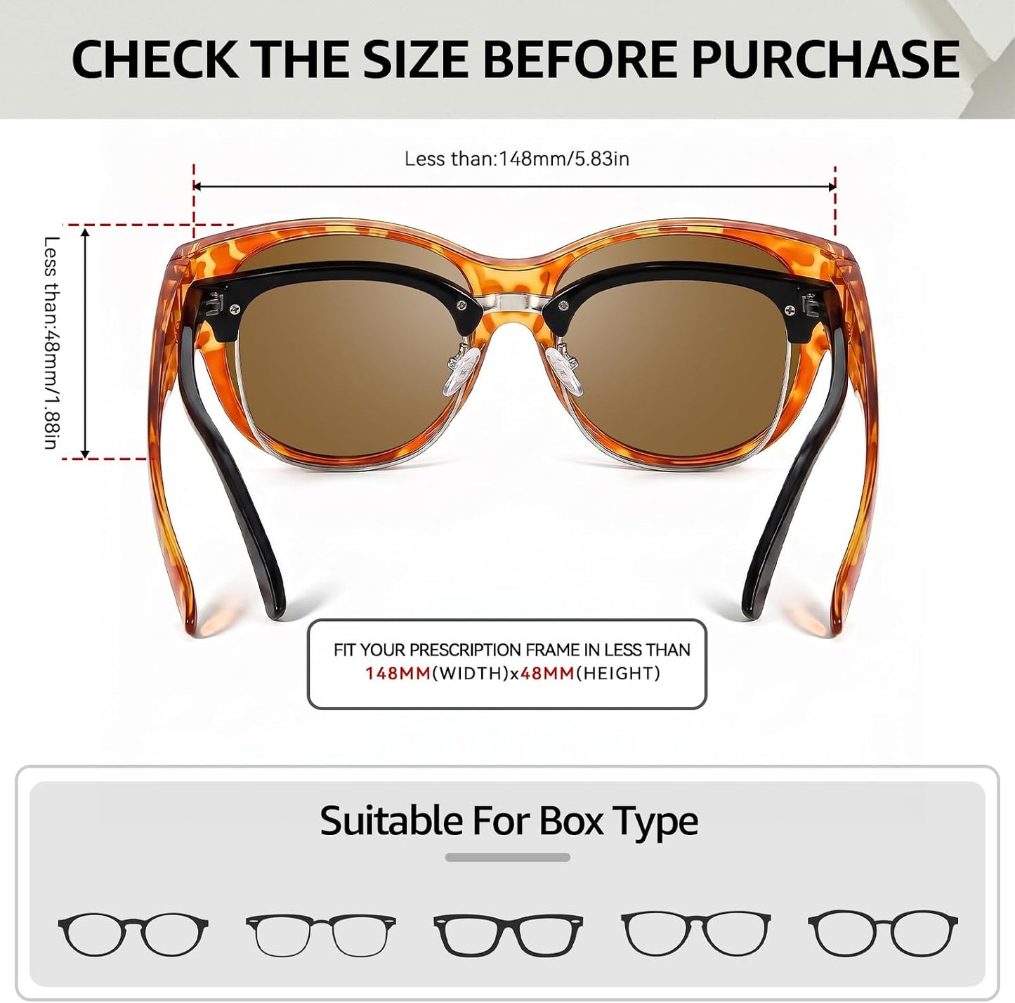 TJUTR Polarized Fit Over Sunglasses for Women, Trendy Sun Glasses Over Prescription Glasses UV400 Protection TS5779