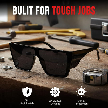 TJUTR ANSI Z87.1 Safety Sunglasses for Men, Polarized Oversized Wraparound Sun Glasses UV400 Protection for Outdoor & Work