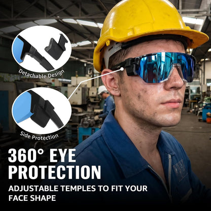 TJUTR ANSI Z87.1 Safety Sunglasses for Men, Polarized Sports Wrap Around Glasses for Work Cycling Fishing, UV400 Protection