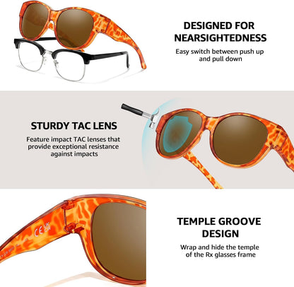 TJUTR Polarized Fit Over Sunglasses for Women, Trendy Sun Glasses Over Prescription Glasses UV400 Protection TS5779