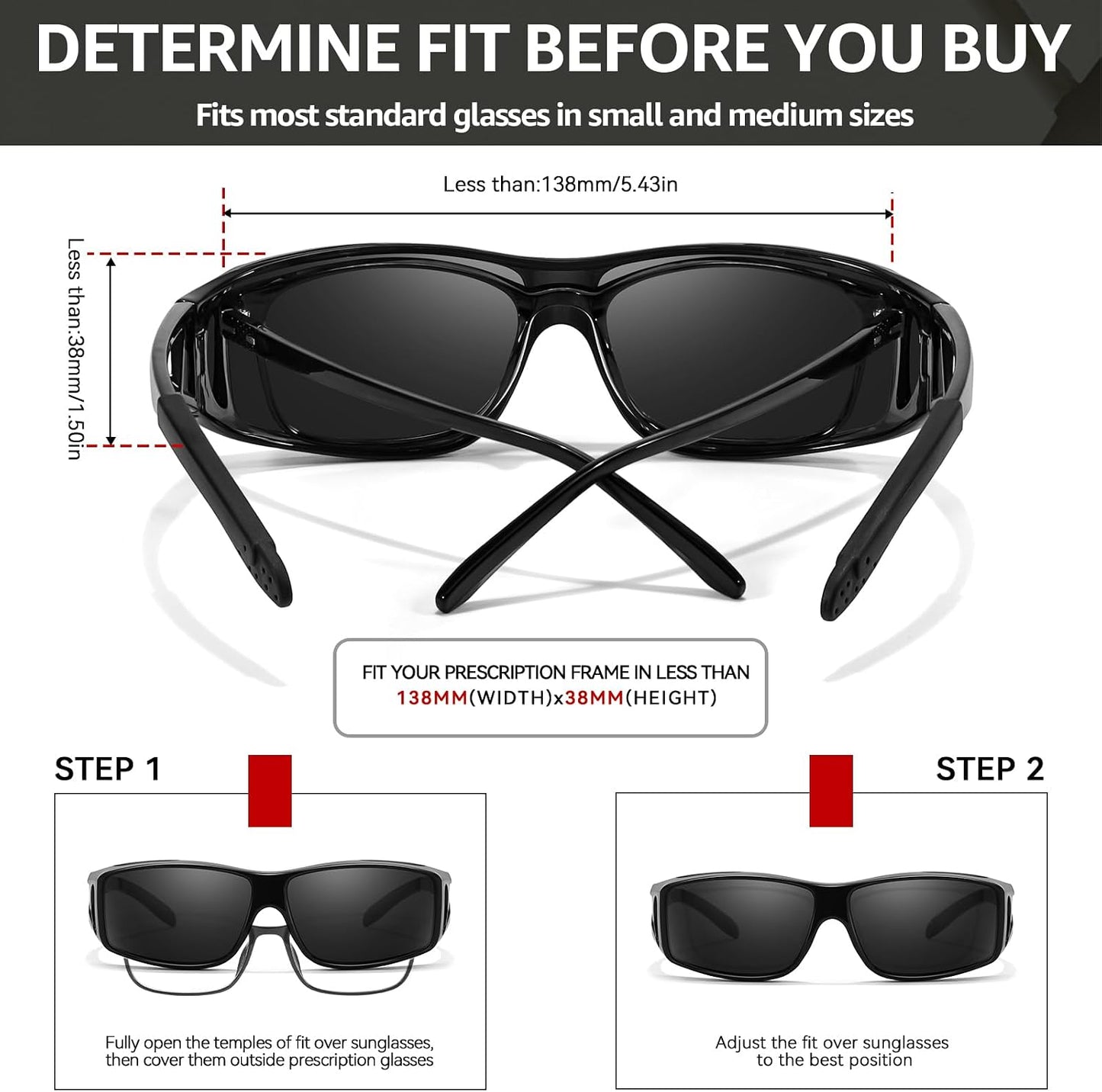 TJUTR Polarized Sunglasses Over Glasses for Men Women, UV Protection Shades Over Prescription Eyeglasses Sun Glasses