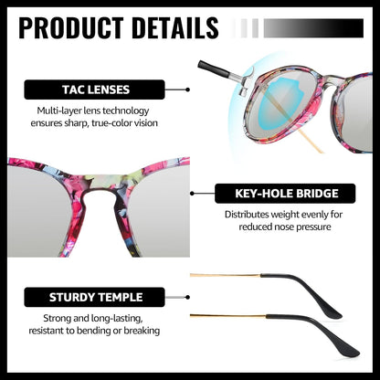 TJUTR Photochromic Polarized Sunglasses for Women and Men, Anti-Glare UV400 Protection for Day & Night Driving