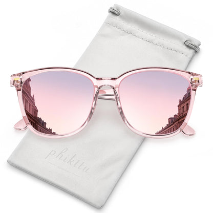Sunglasses Womens Polarized Sunglasses for Women Men - Mirrored Trendy Shades with UV Protection Sun Glasses