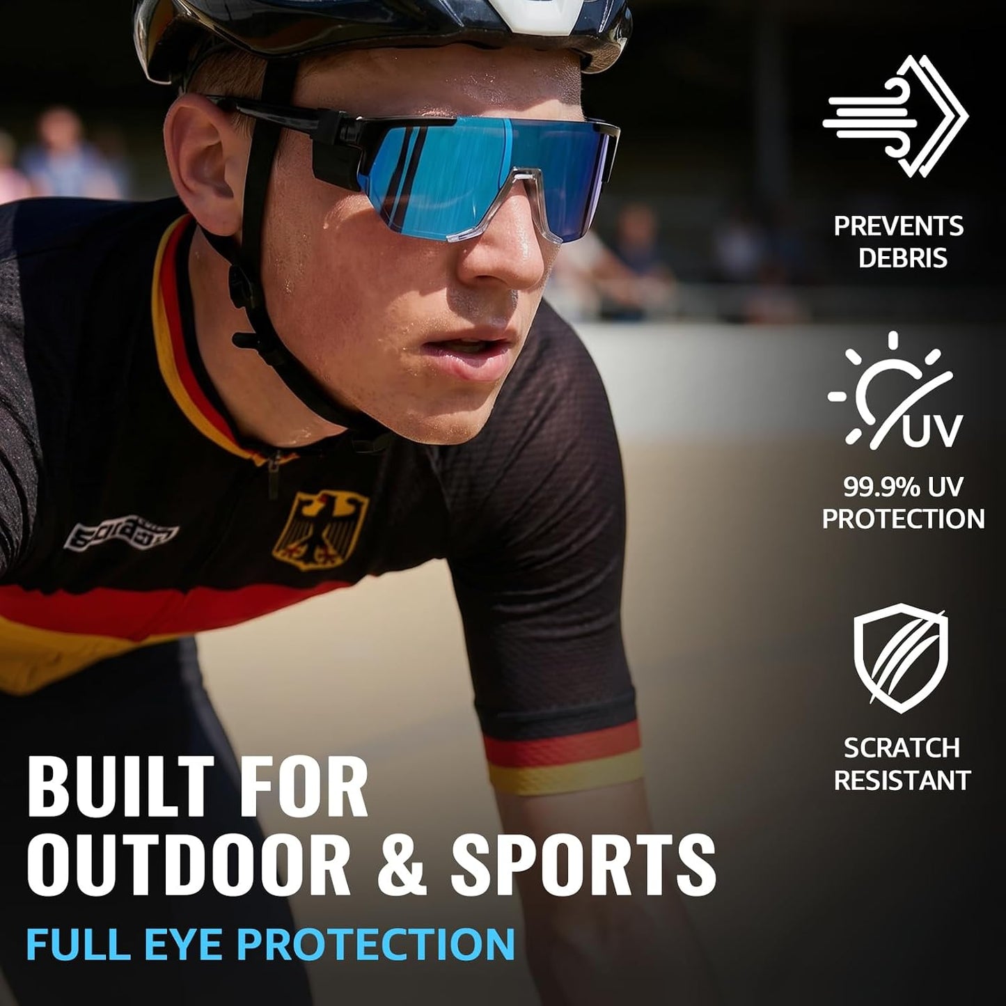 TJUTR ANSI Z87.1 Safety Sunglasses for Men, Polarized Sports Wrap Around Glasses for Work Cycling Fishing, UV400 Protection