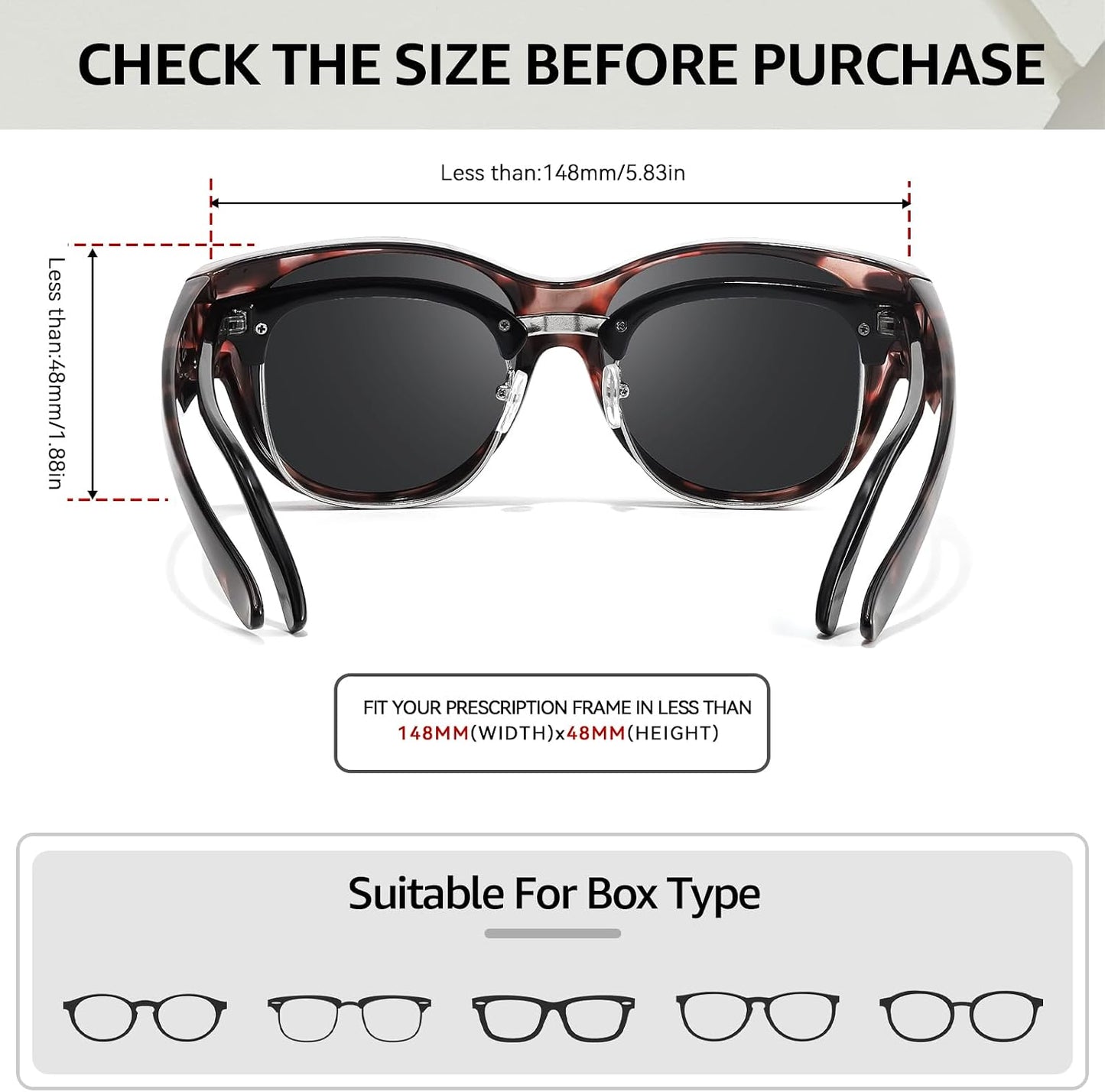 TJUTR Polarized Fit Over Sunglasses for Women, Trendy Sun Glasses Over Prescription Glasses UV400 Protection TS5779