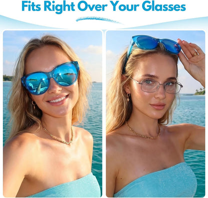 TJUTR Polarized Mirrored Fit Over Glasses Sunglasses for Women, Trendy UV400 Protection Sun Glasses for Driving & Outdoor