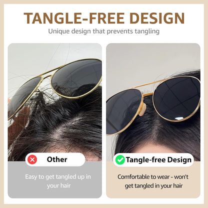 TJUTR Tangle Free Aviator Sunglasses for Women Men, Polarized UV400 Protection Trendy Shades, No-Snag Metal Frame Glasses