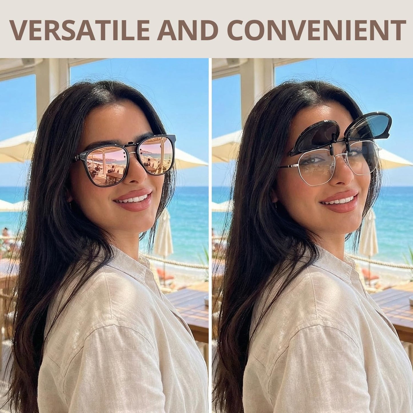 TJUTR Oversized Polarized Clip-On Sunglasses Over Prescription Glasses, Trendy Square Framed Like Sunglasses UV400 Protection
