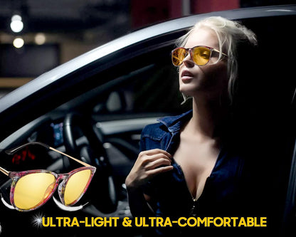 TJUTR Women's Night-Vision Glasses for Driving, Polarized Yellow Lens Reduce Glare Safety Nighttime UV Protection