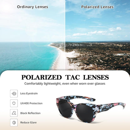 TJUTR Polarized Fit Over Glasses Sunglasses for Women, Trendy Oversized Wrap Around Sun Glasses with UV400 Protection TS2611