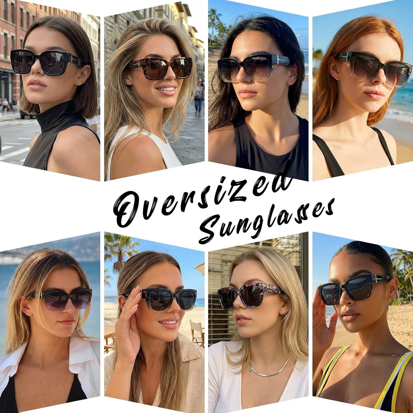 TJUTR Polarized Fit Over Glasses Sunglasses for Women Men, Oversized Square Wrap Around UV400 Protection Shades for Driving