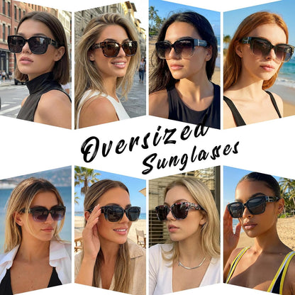TJUTR Polarized Fit Over Glasses Sunglasses for Women Men, Oversized Square Wrap Around UV400 Protection Shades for Driving