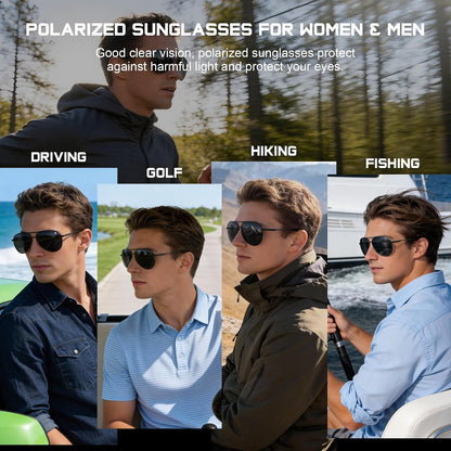 Sunglasses Men Polarized Aviator Sunglasses for Men Women Fishing Driving Sun glasses Metal Frame UV400 Protection