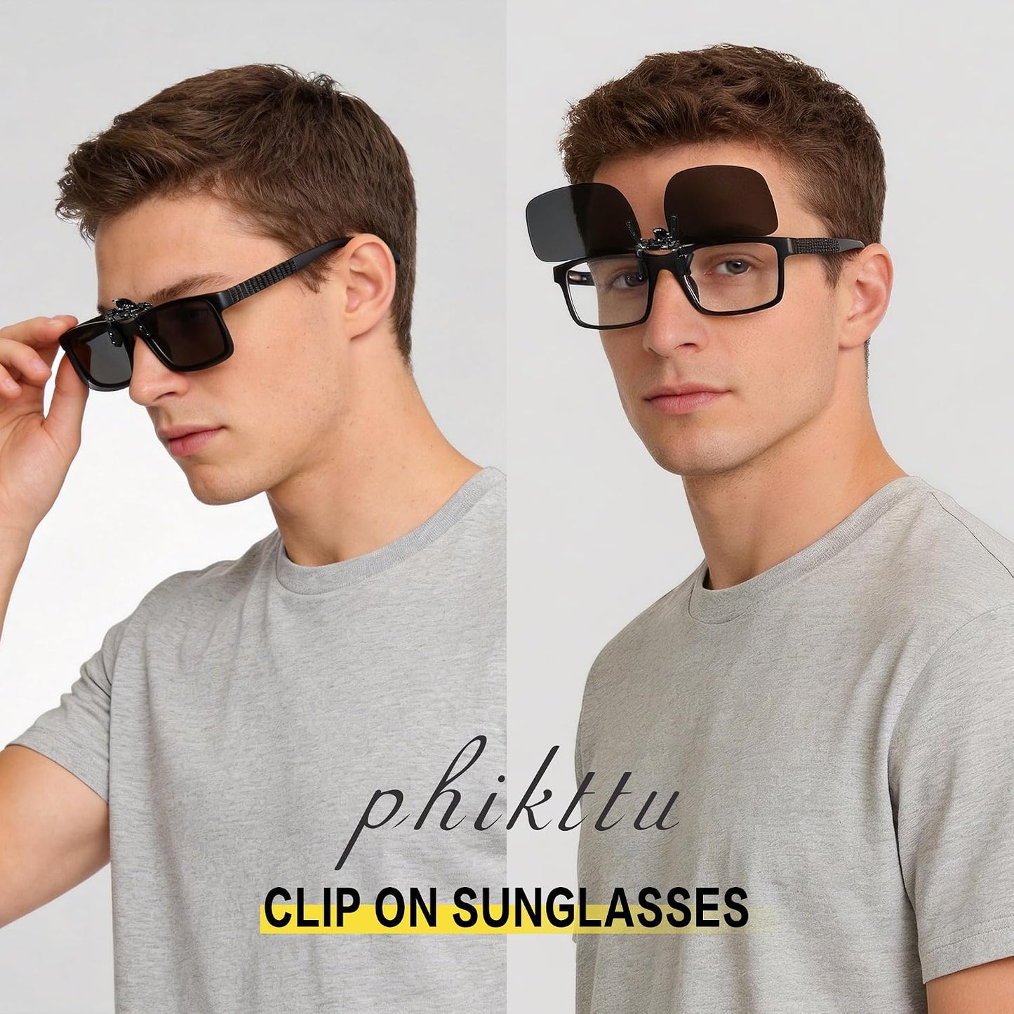Polarized Clip On Sunglasses for Men Women, Flip Up Fit Over Glasses for Sports Fishing Driving Hiking Cycling