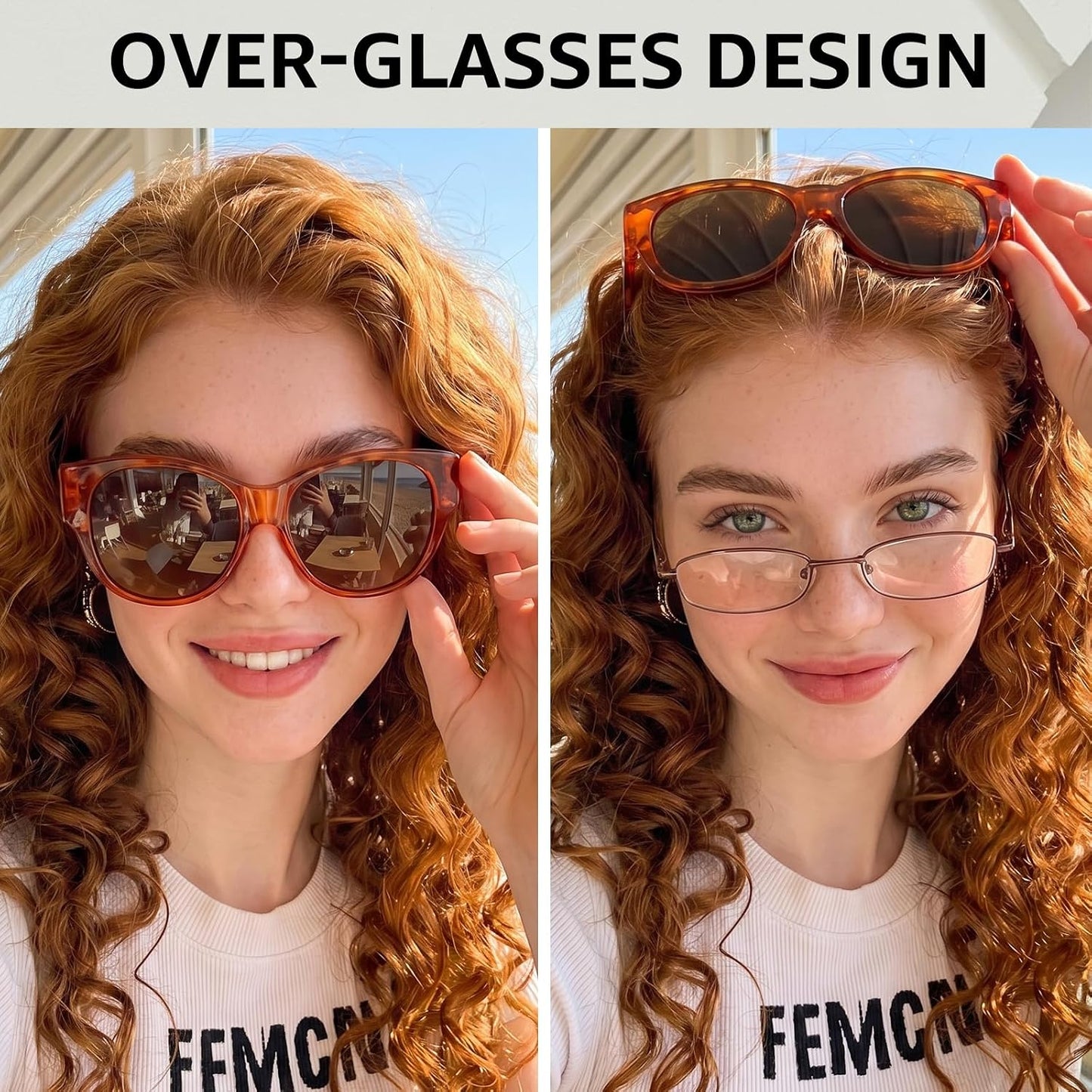 TJUTR Polarized Fit Over Sunglasses for Women, Trendy Sun Glasses Over Prescription Glasses UV400 Protection TS5779