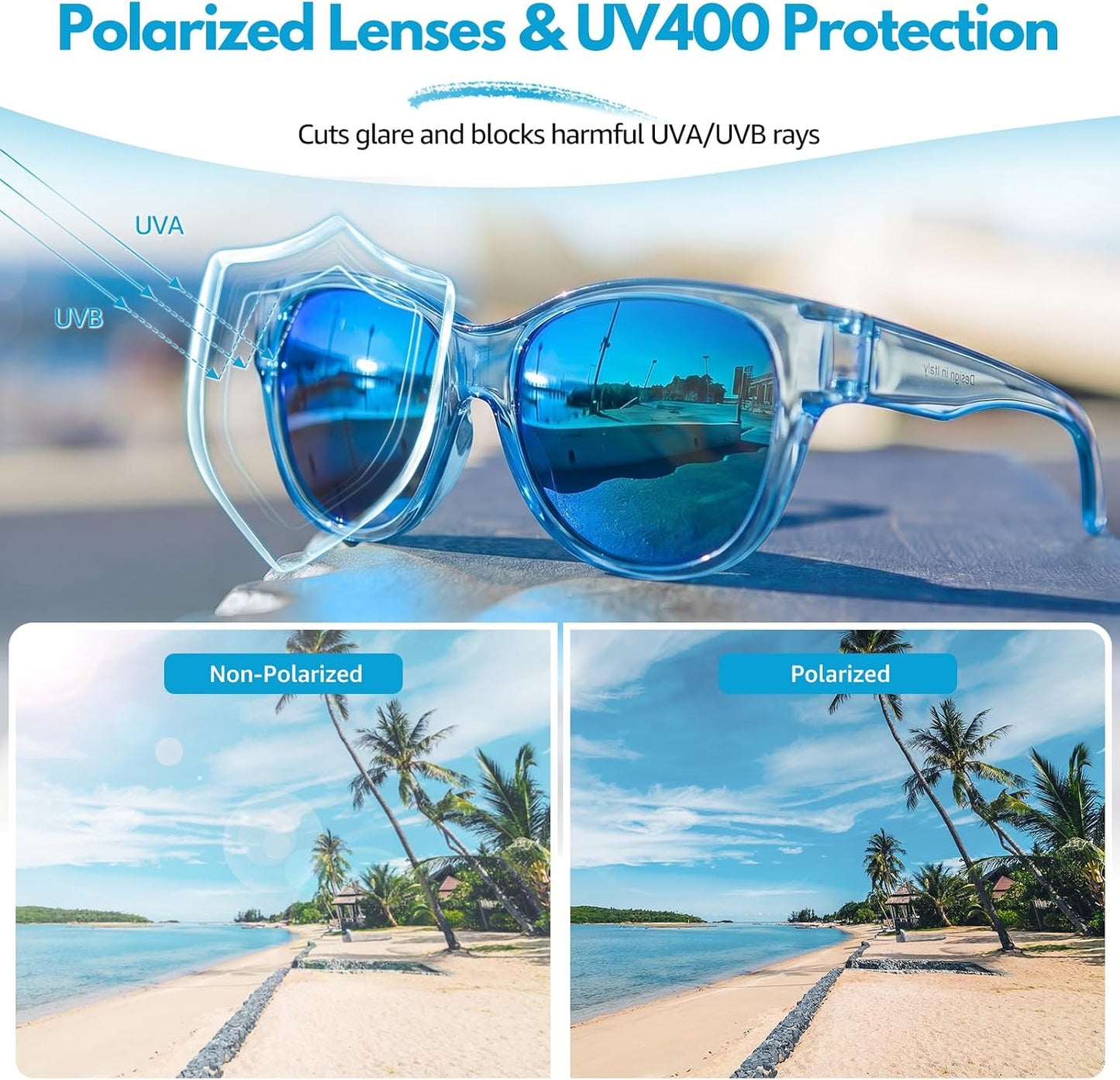 TJUTR Polarized Mirrored Fit Over Glasses Sunglasses for Women, Trendy UV400 Protection Sun Glasses for Driving & Outdoor