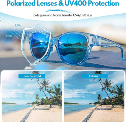 TJUTR Polarized Mirrored Fit Over Glasses Sunglasses for Women, Trendy UV400 Protection Sun Glasses for Driving & Outdoor