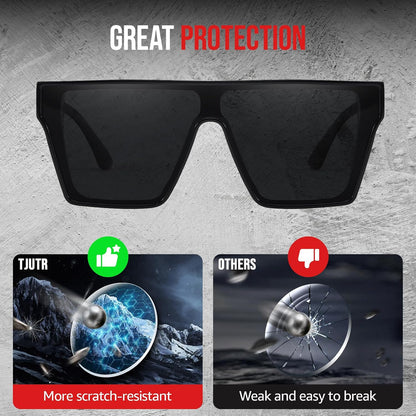 TJUTR ANSI Z87.1 Safety Sunglasses for Men, Polarized Oversized Wraparound Sun Glasses UV400 Protection for Outdoor & Work