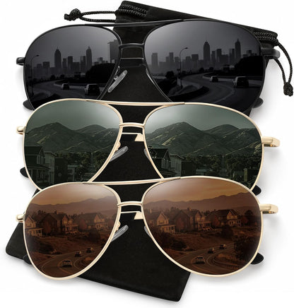 Sunglasses Men Polarized Aviator Sunglasses for Men Women Fishing Driving Sun glasses Metal Frame UV400 Protection