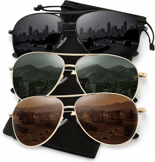 Sunglasses Men Polarized Aviator Sunglasses for Men Women Fishing Driving Sun glasses Metal Frame UV400 Protection