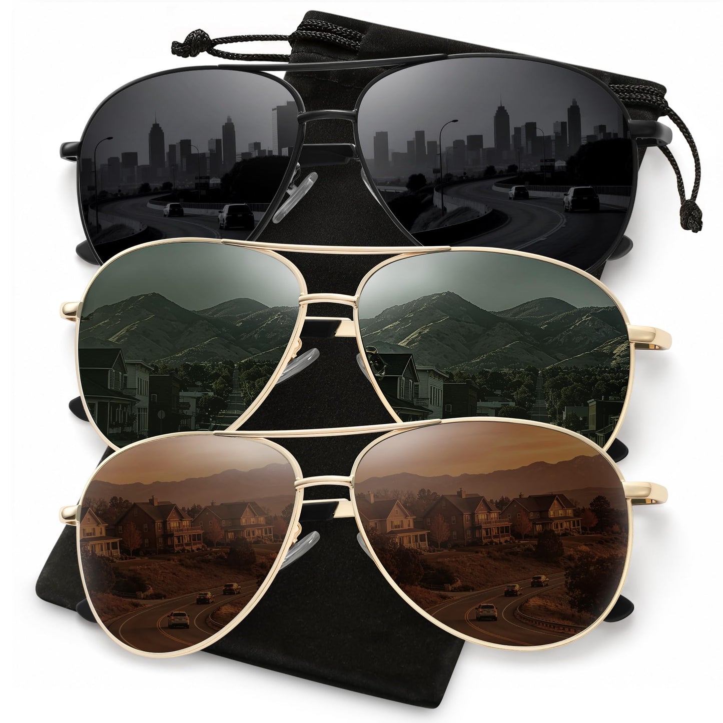 Sunglasses Men Polarized Aviator Sunglasses for Men Women Fishing Driving Sun glasses Metal Frame UV400 Protection