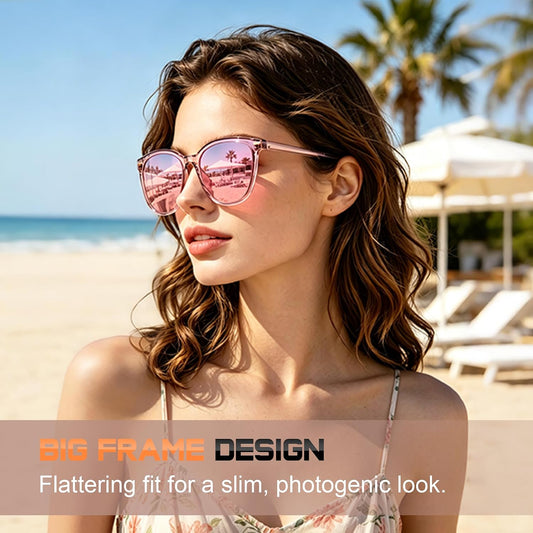 Sunglasses Womens Polarized Sunglasses for Women Men - Mirrored Trendy Shades with UV Protection Sun Glasses