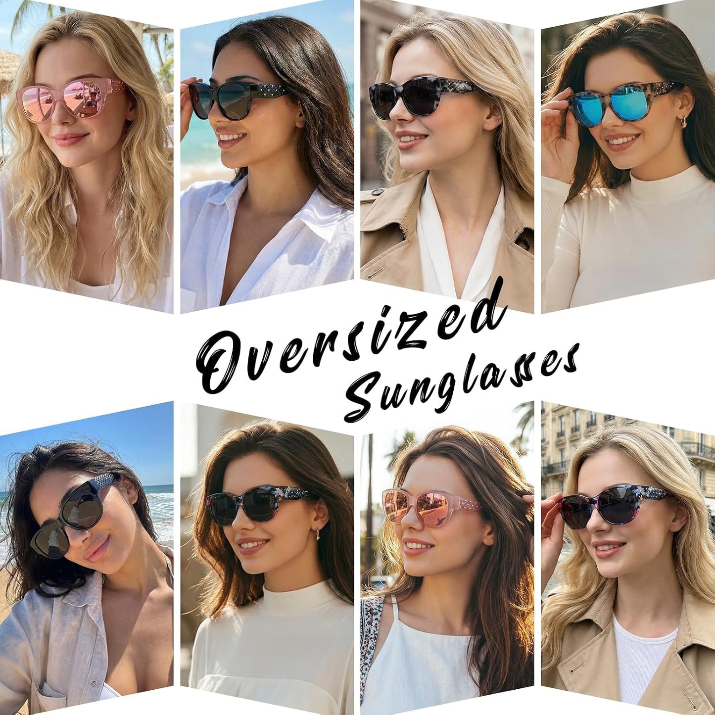 TJUTR Polarized Fit Over Glasses Sunglasses for Women, Trendy Oversized Wrap Around Sun Glasses with UV400 Protection TS2611