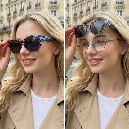 TJUTR Polarized Fit Over Glasses Sunglasses for Women, Trendy Oversized Wrap Around Sun Glasses with UV400 Protection TS2611