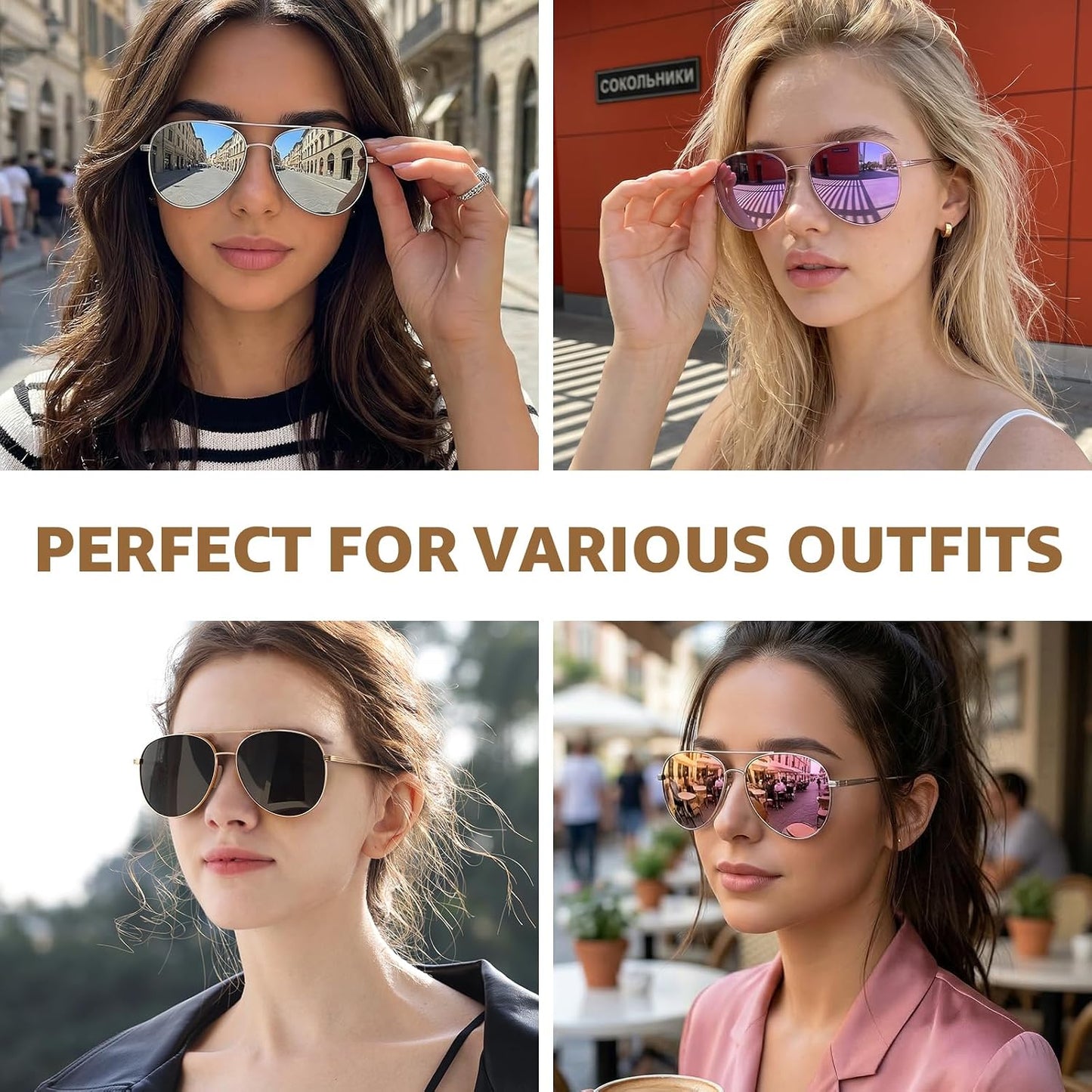 TJUTR Tangle Free Aviator Sunglasses for Women Men, Polarized UV400 Protection Trendy Shades, No-Snag Metal Frame Glasses