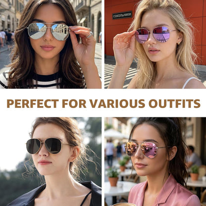 TJUTR Tangle Free Aviator Sunglasses for Women Men, Polarized UV400 Protection Trendy Shades, No-Snag Metal Frame Glasses