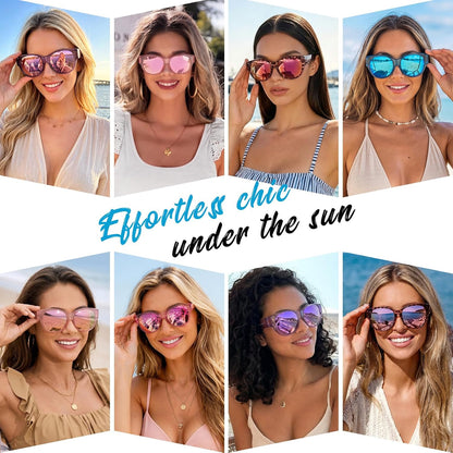 TJUTR Polarized Mirrored Fit Over Glasses Sunglasses for Women, Trendy UV400 Protection Sun Glasses for Driving & Outdoor