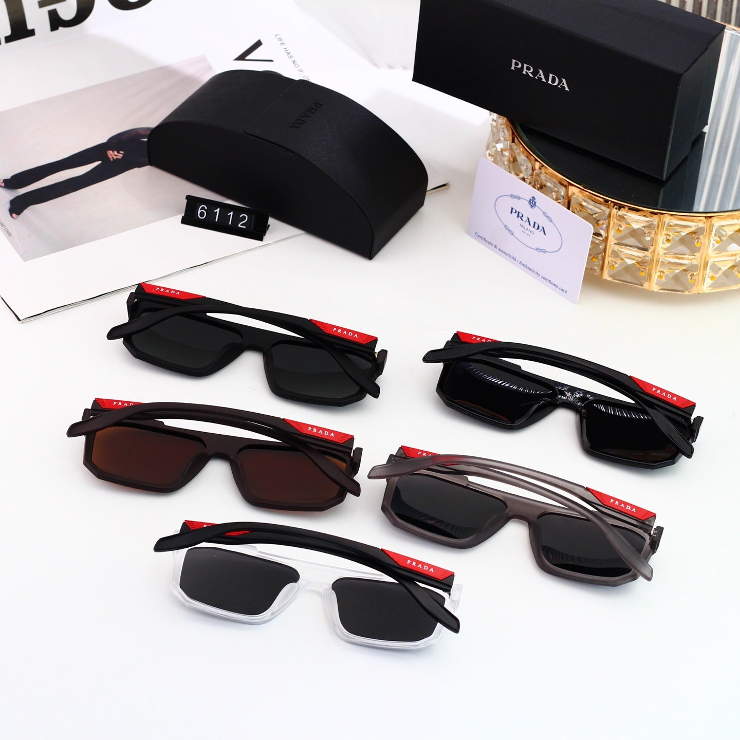 New hot HD lenses Full bezel design 5 colors sunglasses 6112
